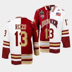 Massimo Rizzo Denver Pioneers 2022 Frozen Four Championship Crimson White Split Edition Jersey 13