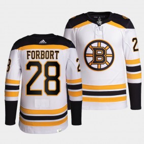 Derek Forbort #28 Bruins Away White Jersey 2021-22 Pro Authentic