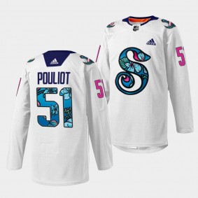 Derrick Pouliot Seattle Kraken Pride Night 2022 White Warmup Jersey