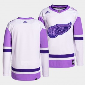 Detroit Red Wings HockeyFightsCancer Primegreen Authentic Jersey White Purple