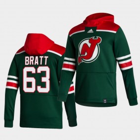 New Jersey Devils jesper bratt 2021 Reverse Retro Green Pullover Men Hoodie