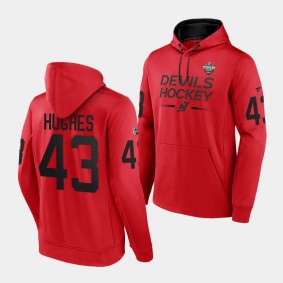 2024 NHL Stadium Series Luke Hughes New Jersey Devils Men's Red Authentic Pro Hoodie Pullover