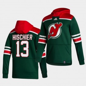 New Jersey Devils nico hischier 2021 Reverse Retro Green Pullover Men Hoodie