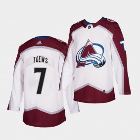 Devon Toews #7 Avalanche 2021 Authentic Away White Jersey