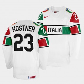 Italy 2022 IIHF World Championship Diego Kostner #23 White Jersey Home