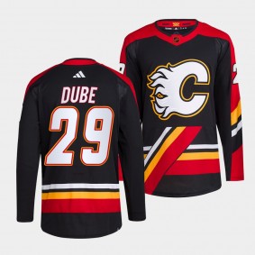 Dillon Dube Calgary Flames 2022 Reverse Retro 2.0 Black #29 Authentic Primegreen Jersey Men's