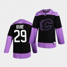 Calgary Flames Dillon Dube HockeyFightsCancer Jersey Purple Authentic