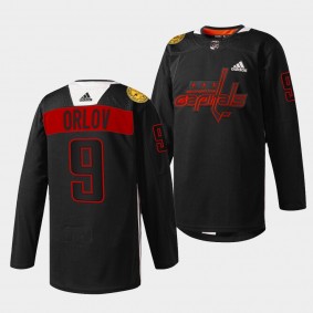 Washington Capitals Dmitry Orlov 2022 Black History Night #9 Black Jersey special warmup