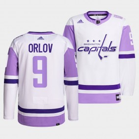 Washington Capitals Dmitry Orlov 2021 HockeyFightsCancer Jersey #9 White Primegreen