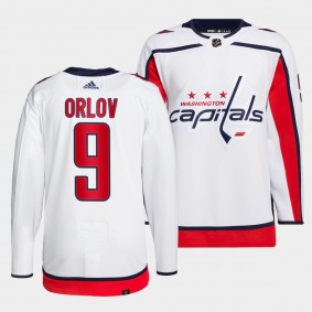 Dmitry Orlov #9 Capitals Away White Jersey 2021-22 Primegreen Authentic Pro