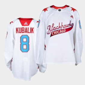 Dominik Kubalik #8 Blackhawks 2021 One Community Night White Jersey