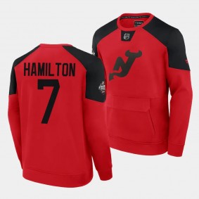 New Jersey Devils Dougie Hamilton 2024 NHL Stadium Series #7 Red Authentic Pro Sweatshirt