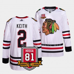 Duncan Keith Chicago Blackhawks Retirement 81Hossa Patch White #2 Authentic Jersey Men's