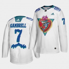 Dylan Gambrell #7 Sharks 2021 Los Tiburones Night Special White Jersey