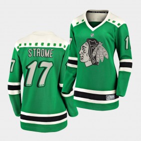 Dylan Strome #17 Blackhawks 2021 St. Patrick's Day Green Jersey Women