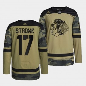 Dylan Strome Chicago Blackhawks Military Appreciation Night Camo Jersey Practice