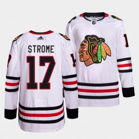 Dylan Strome Blackhawks Away White Jersey #17 Primegreen Authentic Pro