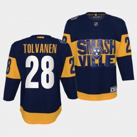 Predators Eeli Tolvanen 2022 Stadium Series Youth Navy #28 Jersey Primegreen Authentic