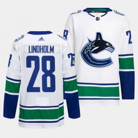 Elias Lindholm Vancouver Canucks Away White #28 Authentic Primegreen Jersey Men's