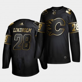 Elias Lindholm #28 Flames Golden Edition Black Authentic Jersey