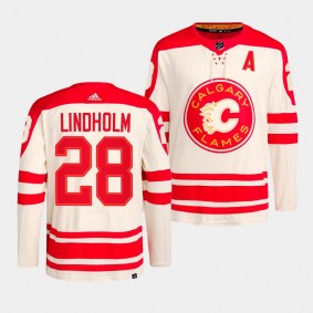 Elias Lindholm Calgary Flames 2023 NHL Heritage Classic Cream #28 Primegreen Authentic Player Jersey Men's