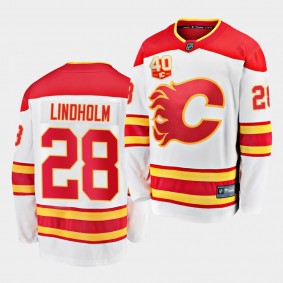 Elias Lindholm Calgary Flames 2020-21 Away White 40th Anniversary Men Jersey