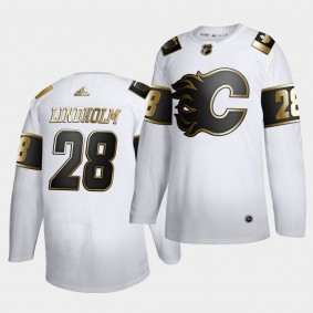 Elias Lindholm #28 NHL Flames Golden Edition White Limited Jersey