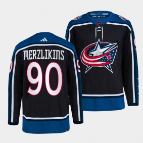 Elvis Merzlikins Columbus Blue Jackets 2022 Reverse Retro 2.0 Navy #90 Authentic Primegreen Jersey Men's