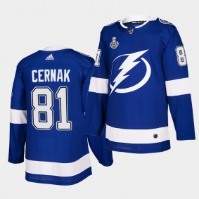 Erik Cernak #81 Lightning 2021 Stanley Cup Final Blue Authentic Jersey