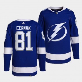 Erik Cernak #81 Lightning Home Blue Jersey 2021-22 Primegreen Authentic