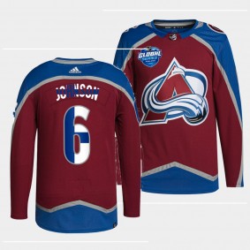 2022 NHL Global Series Erik Johnson Colorado Avalanche Finland Edition #6 Burgundy Jersey