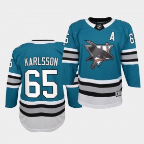 Erik Karlsson Youth Jersey Sharks 30th Anniversary Teal Throwback Premier Jersey