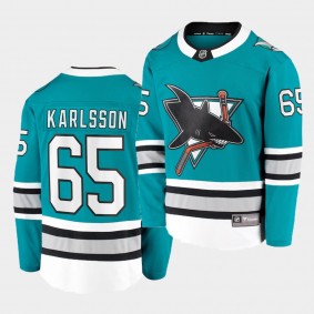 Erik Karlsson San Jose Sharks 2020-21 30th Anniversary Teal Heritage Breakaway Player Men Jersey