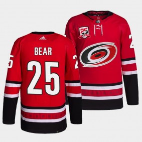 Carolina Hurricanes 2022-23 25th Anniversary Logo Ethan Bear #25 Red Jersey Home