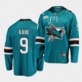 San Jose Sharks 2021 Reverse Retro Evander Kane Teal 30th Anniversary Home Jersey