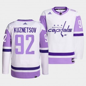 Washington Capitals Evgeny Kuznetsov 2021 HockeyFightsCancer Jersey #92 White Primegreen