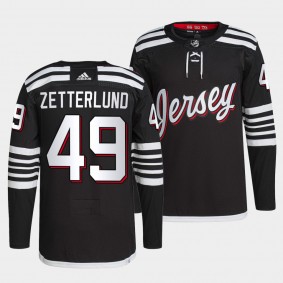 Fabian Zetterlund #49 Devils Primegreen Authentic Pro Black Jersey 2021-22 Alternate