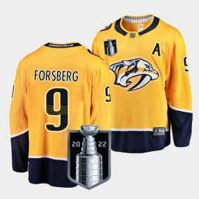 Filip Forsberg #9 Nashville Predators Gold 2022 Stanley Cup Playoffs Home Men Jersey