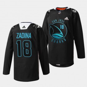 Filip Zadina San Jose Sharks 2023 Warriors Black #18 Special Edition Jersey Men's