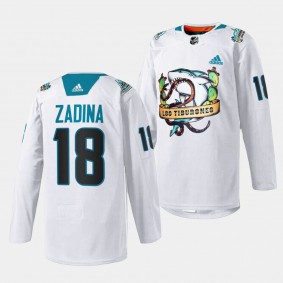 2023 Los Tiburones Filip Zadina San Jose Sharks White #18 Special Jersey