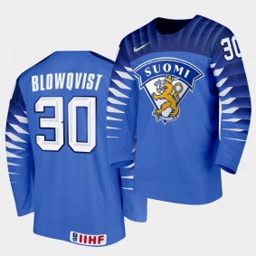 Joel Blowqvist Finland Team 2021 IIHF World Junior Championship Away Blue Jersey