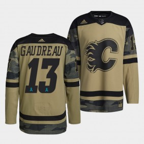 Calgary Flames 13 Johnny Gaudreau 2021 CAF Night Camo Jersey Canadian Armed Force