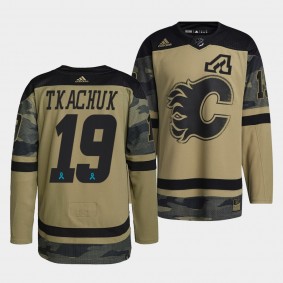 Calgary Flames 19 Matthew Tkachuk 2021 CAF Night Camo Jersey Canadian Armed Force