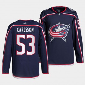 Gabriel Carlsson #53 Blue Jackets Home Navy Jersey 2021-22 Pro Authentic