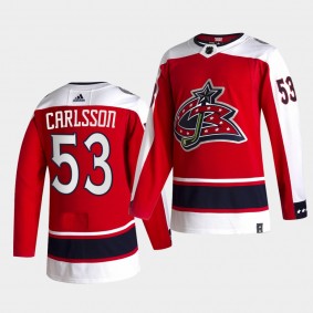 Columbus Blue Jackets 2021 Reverse Retro gabriel carlsson Red Authentic Jersey