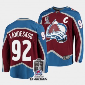 2022 Stanley Cup Champions Colorado Avalanche 92 Gabriel Landeskog Burgundy Jersey Home