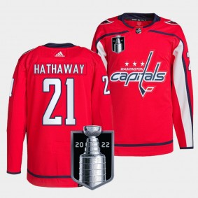 Garnet Hathaway #21 Washington Capitals Red 2022 Stanley Cup Playoffs Authentic Pro Men Jersey