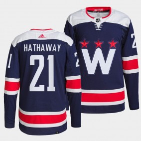 Capitals Alternate Garnet Hathaway #21 Navy Jersey Primegreen Authentic Pro