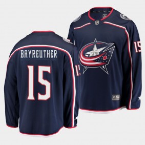 Columbus Blue Jackets #15 Gavin Bayreuther Home Navy Breakaway Player Jersey