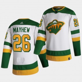 Minnesota Wild 2021 Reverse Retro Gerald Mayhew White Authentic Jersey